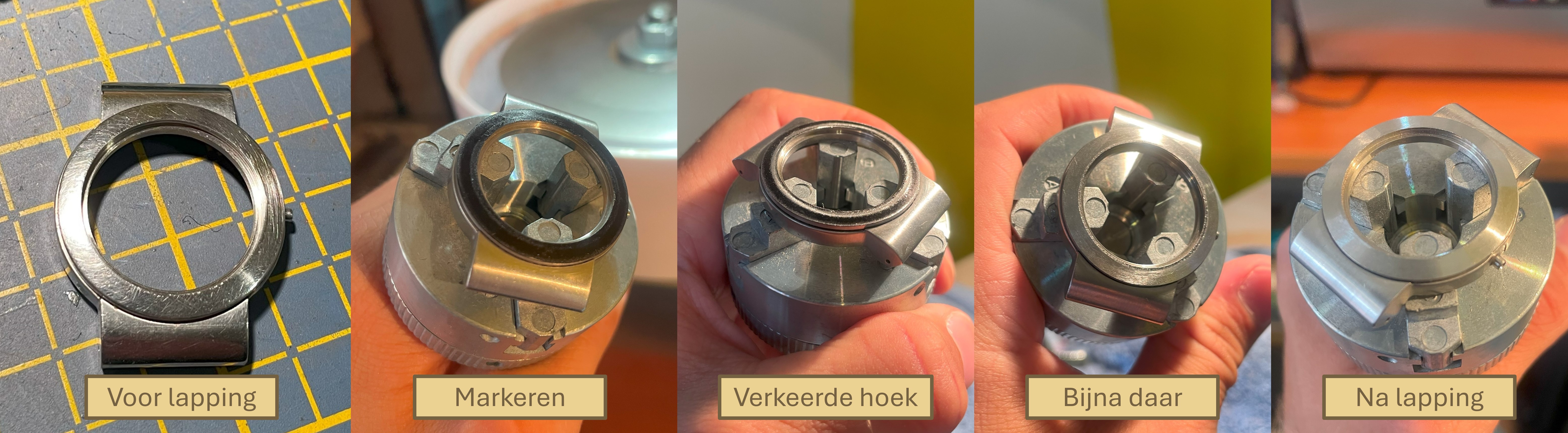 Lapping resultaat op bezel