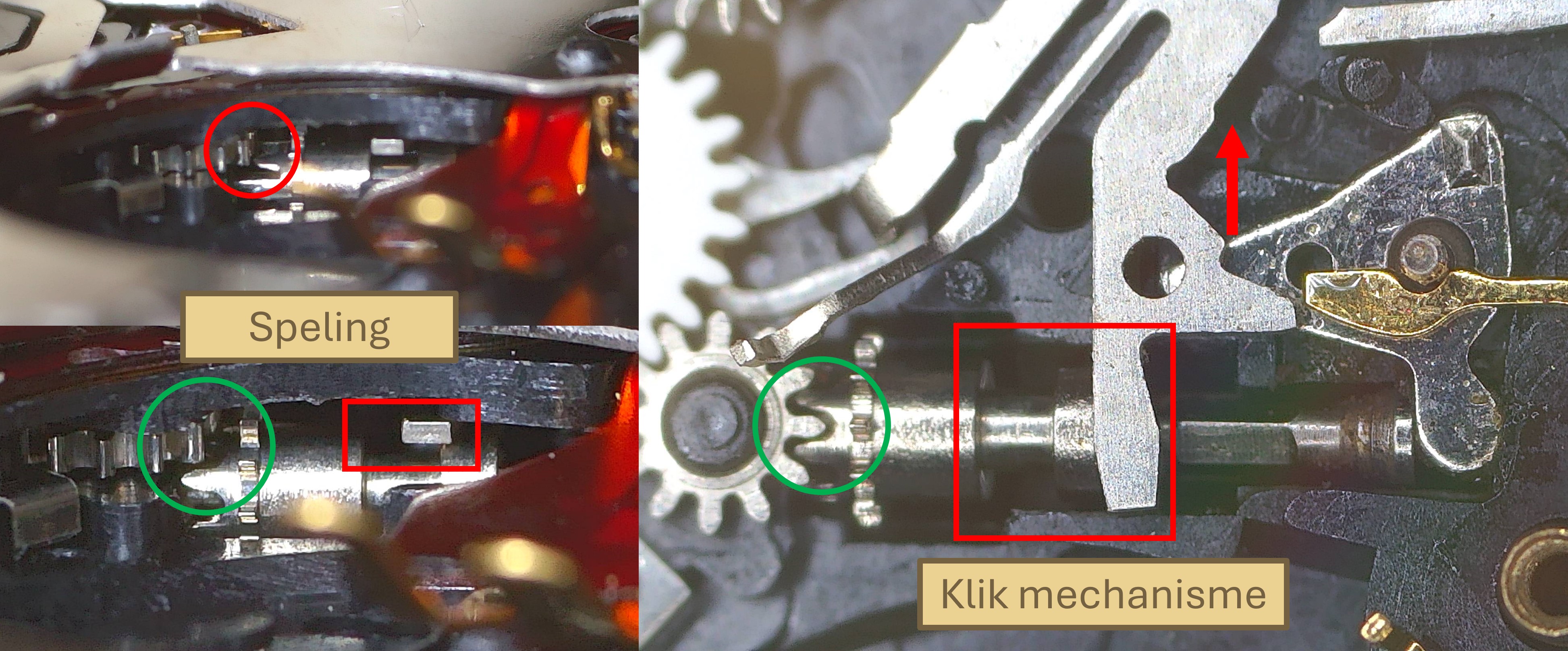 Klik mechanisme met slechte aangrijping