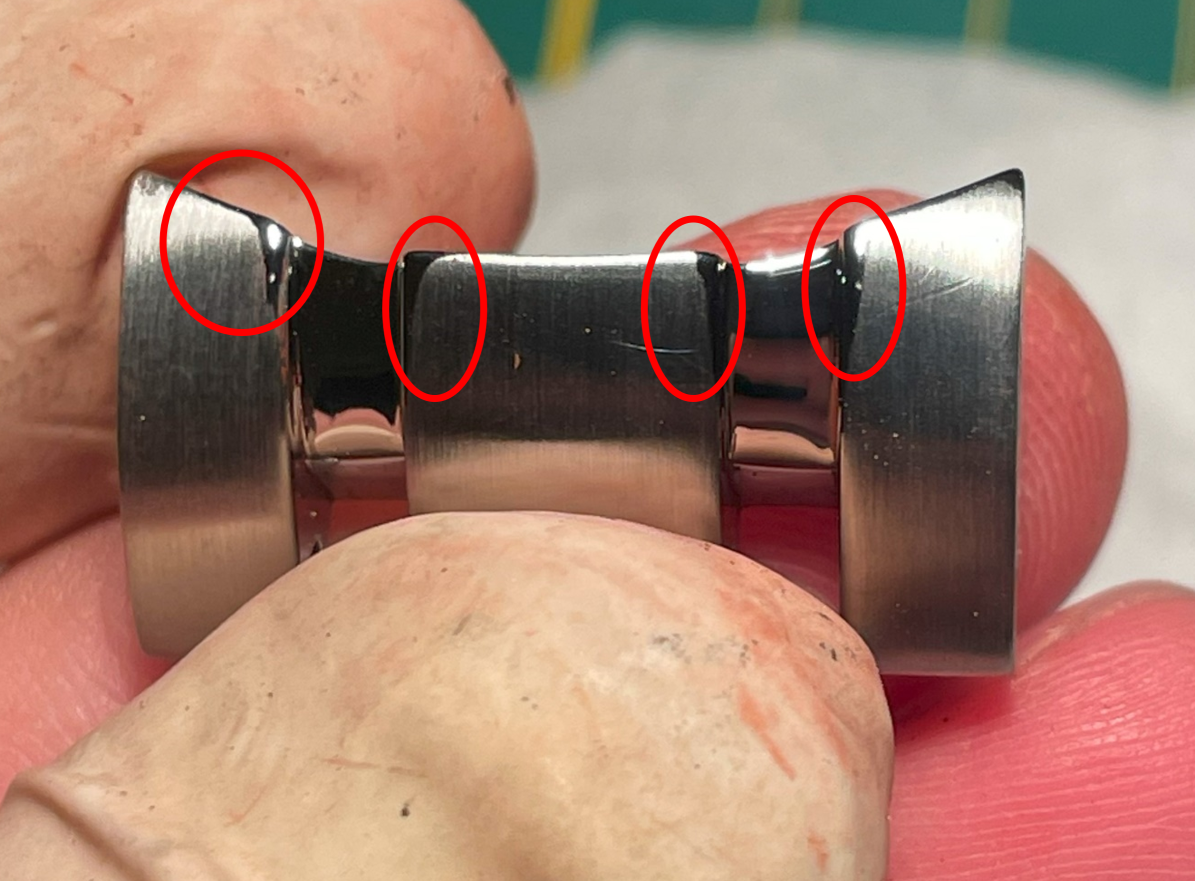 Resultaat van end-link niet volledig afgeplakt met kapton tape